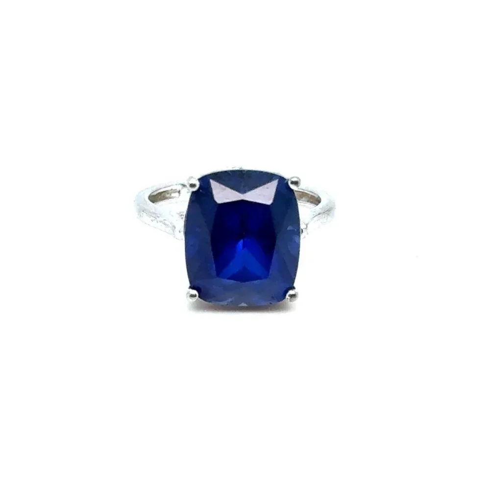 ️925 Sterling Silver Navy Blue Color Stone Ring